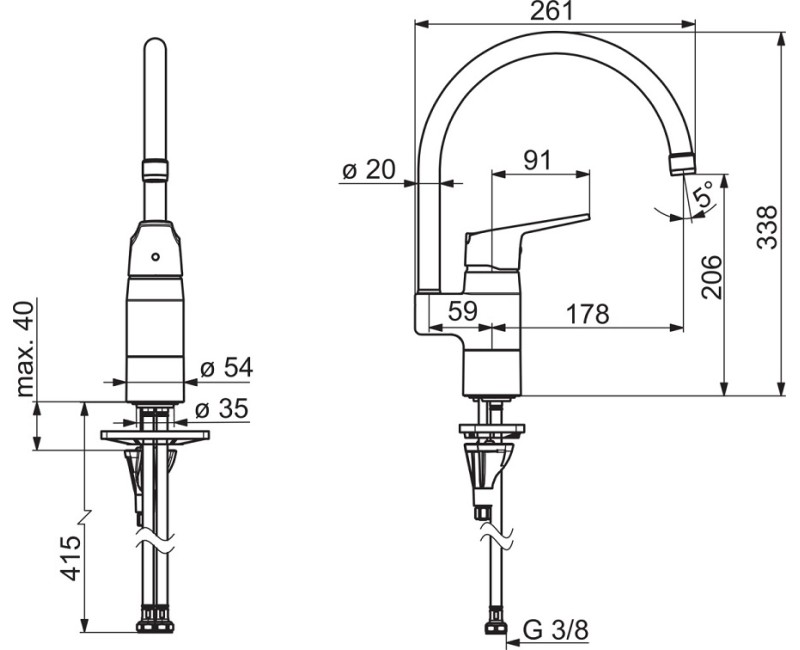 ORAS VEGA Virtuves jaucējkrāns 1838FGG
