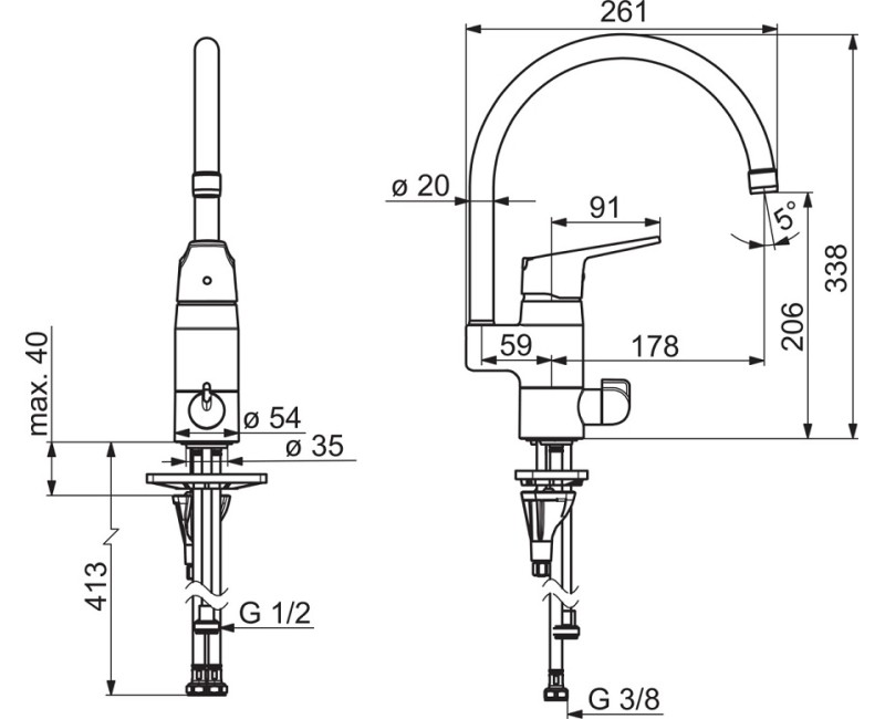 ORAS VEGA Virtuves jaucējkrāns ar ventili 1839FG-33