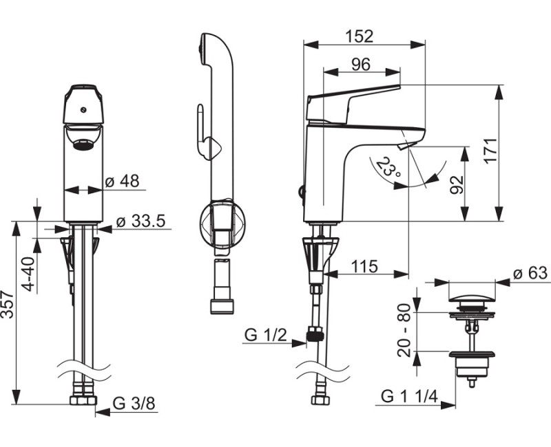 ORAS VEGA XL Izlietnes jaucējkrāns ar bidettu un aizvaru 1802FG