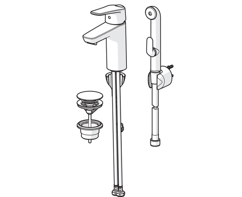 ORAS VEGA XL Izlietnes jaucējkrāns ar bidettu un aizvaru 1802FG