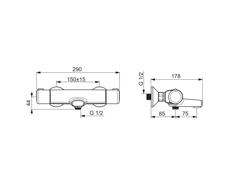ORAS NOVA Термостатический смеситель для ванны и душа, черный матовый 7462U-33