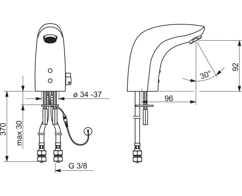 ORAS ELECTRA Бесконтактный cмеситель для умывальника 9/12 V 6120