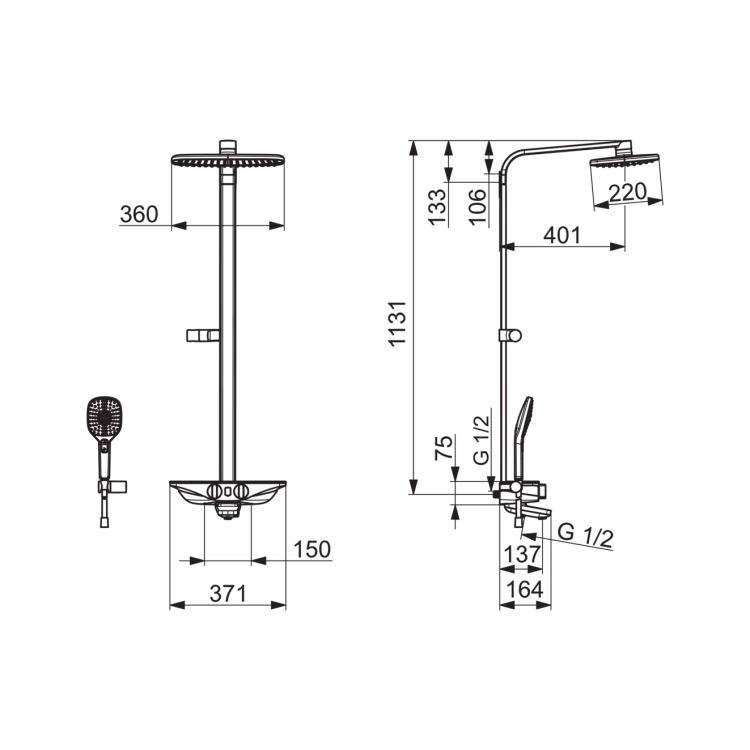 ORAS Esteta Wellfit Vannas/dušas sistēma ar virsdušu 7593U-15