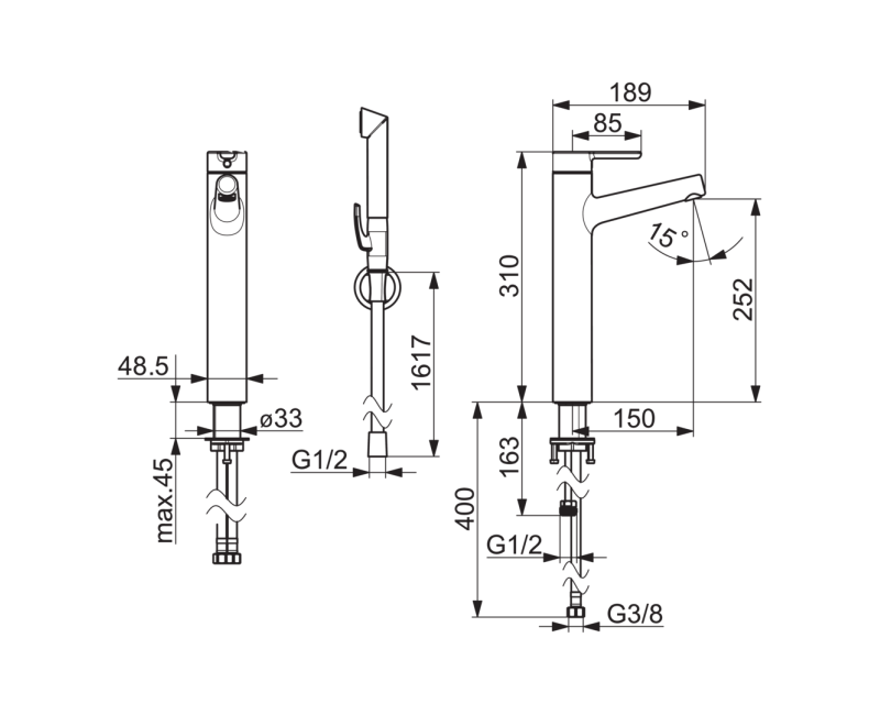 ORAS INSPERA Высокий смеситель для умывальника, 3002F