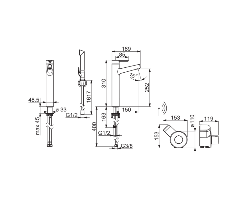 ORAS INSPERA Высокий смеситель для умывальника 3V, 3003F