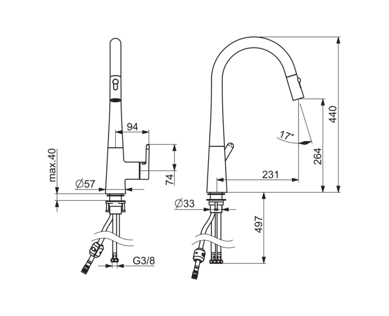 ORAS Inspera Смеситель для кухни с вытяжным изливом 3032F