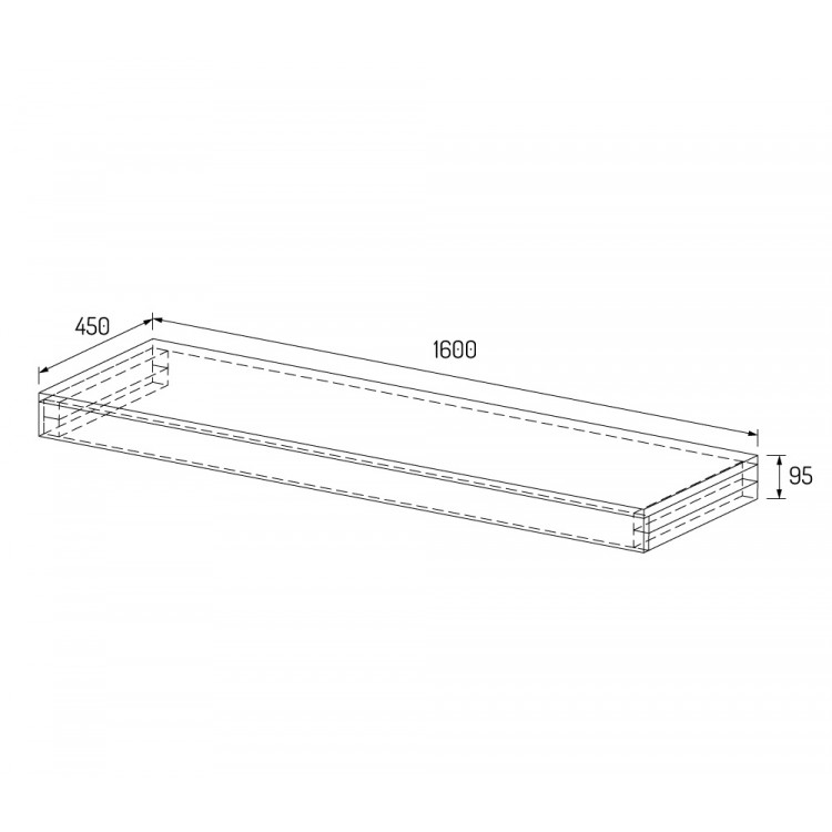 PAA SOLID Plaukts zem izlietnes 160x45cm PAA SOLID Plaukts zem izlietnes 160x45cm