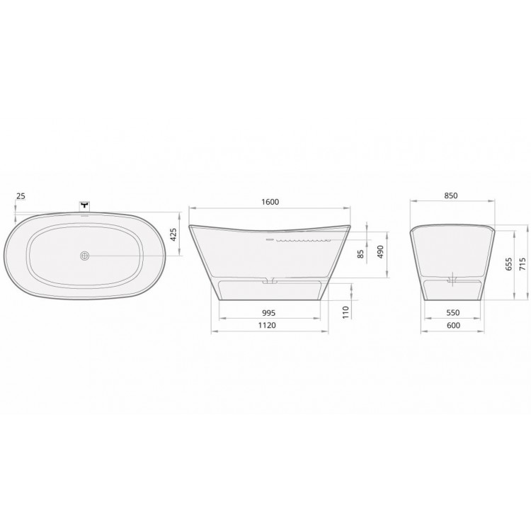 PAA Свободно стоящая ванна AMORE 1600x850, silkstone graphite, VAAMS/01 PAA Свободно стоящая ванна AMORE 1600x850, silkstone graphite, VAAMS/01
