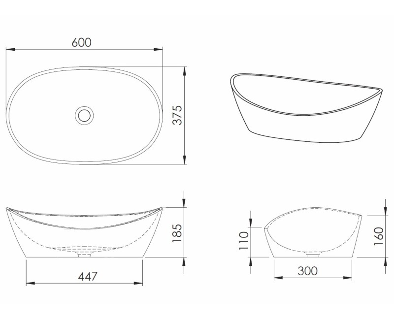 PAA Izlietne AMORE GRAPHITE 600x370mm, IAMS/01