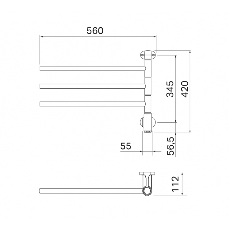 PAX Flex I 3/550 Elektriskais dvieļu žāvētājs 30W, hroms PAX Flex I 3/550 Elektriskais dvieļu žāvētājs 30W, hroms