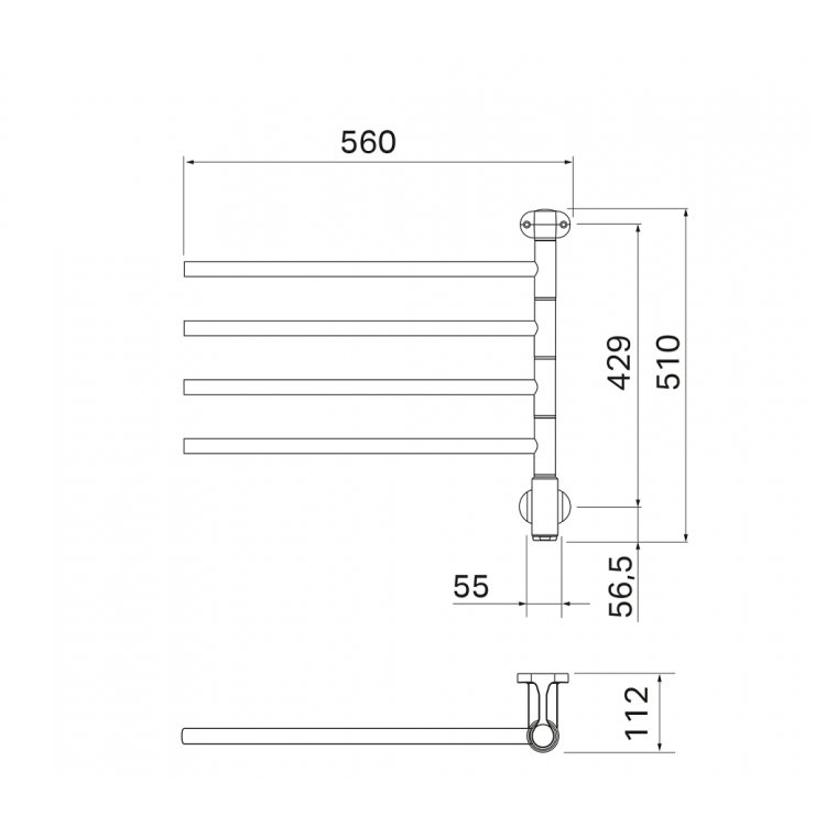 PAX Flex I 4/550 Elektriskais dvieļu žāvētājs 40W, hroms PAX Flex I 4/550 Elektriskais dvieļu žāvētājs 40W, hroms