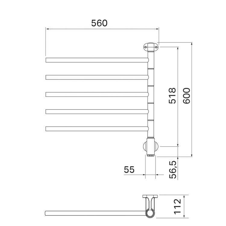 PAX Flex I 5/550 Elektriskais dvieļu žāvētājs 50W, hroms PAX Flex I 5/550 Elektriskais dvieļu žāvētājs 50W, hroms