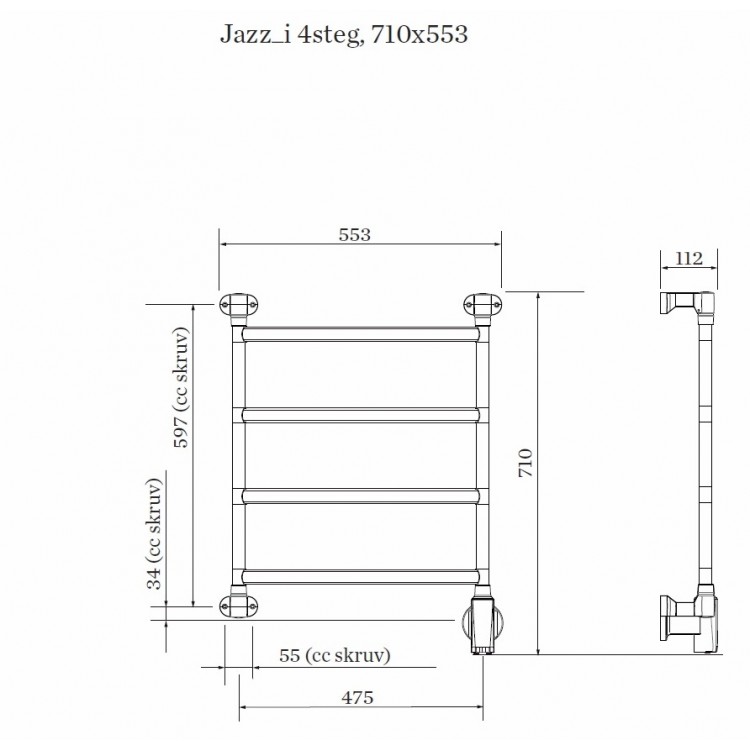 PAX Jazz-i narrow 4 Momento II Elektriskais dvieļu žāvētājs 40W PAX Jazz-i narrow 4 Momento II Elektriskais dvieļu žāvētājs 40W