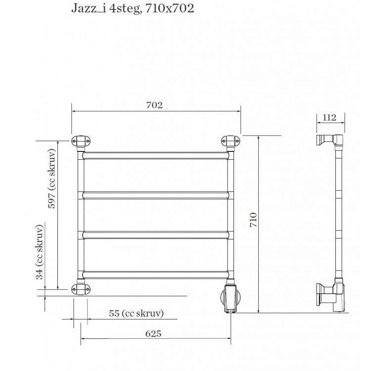 PAX Jazz-i wide 4 Momento II Elektriskais dvieļu žāvētājs 55W PAX Jazz-i wide 4 Momento II Elektriskais dvieļu žāvētājs 55W