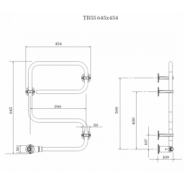 PAX TR55 Standard Elektriskais dvieļu žāvētājs 40W, balts PAX TR55 Standard Elektriskais dvieļu žāvētājs 40W, balts
