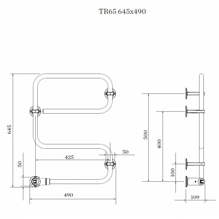 PAX TR65 Standard Elektriskais dvieļu žāvētājs 40W, balts PAX TR65 Standard Elektriskais dvieļu žāvētājs 40W, balts