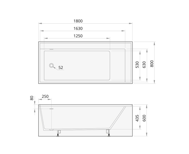PAA Свободно стоящая ванна INFINITY 1800x800mm, silkstone
