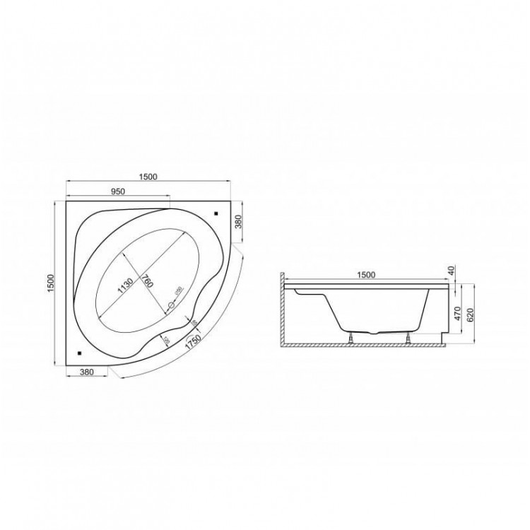 Polimat Stūra vanna STANDARD 2 150x150, 00248 Polimat Stūra vanna STANDARD 2 150x150, 00248