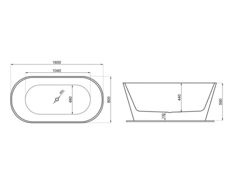 Polimat Свободно стоящая ванна UZO 160x80 cm, 00438