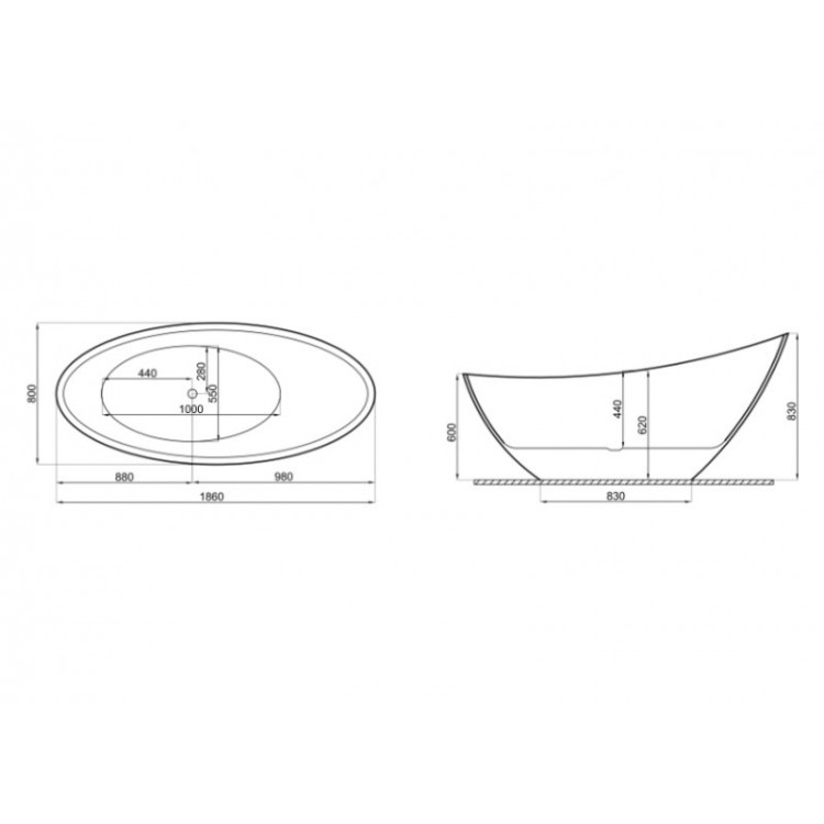 Polimat Brīvi stāvoša vanna ZOE 180x80 cm, 00409 Polimat Brīvi stāvoša vanna ZOE 180x80 cm, 00409