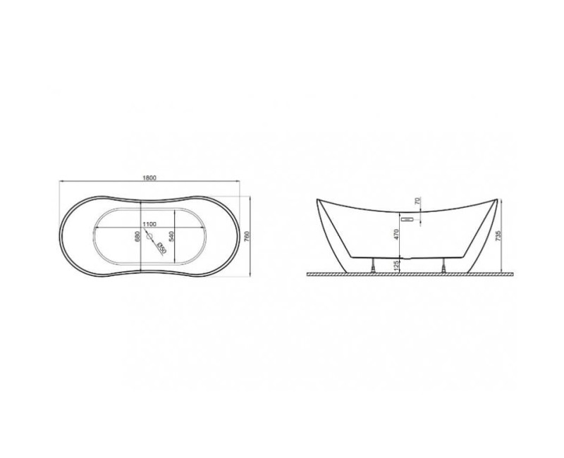 Polimat Свободно стоящая ванна ABI 180x80 cm, 00040