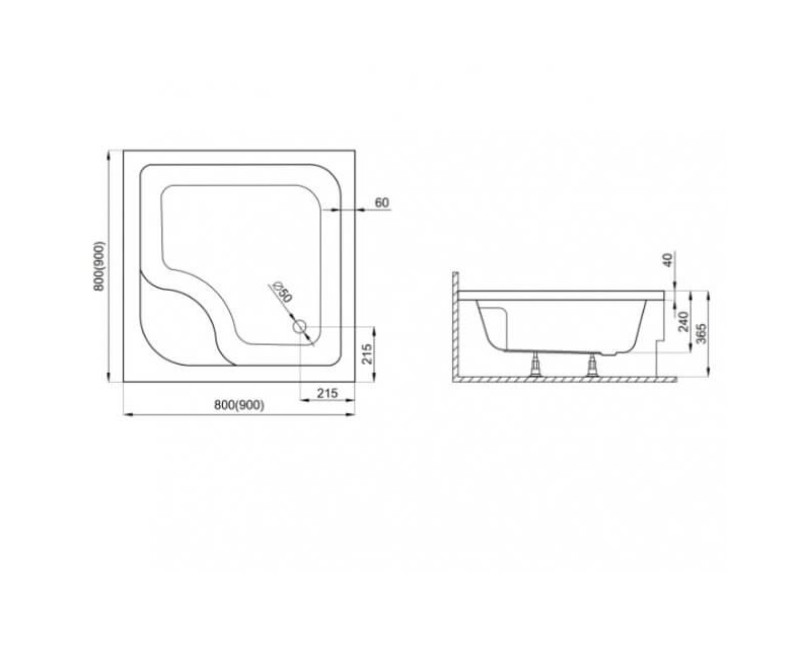 Polimat Dziļais Dušas paliktnis TAKO 80x80cm, 00326