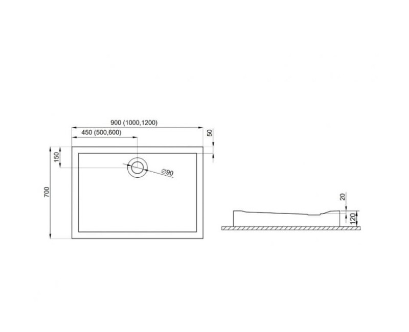 Polimat LIDER Душевой поддон прямоуголный 100x70cm, 00047