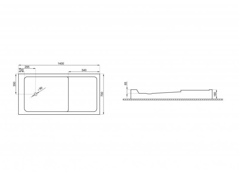 Polimat MARS Душевой поддон прямоуголный 140x70cm, 00435