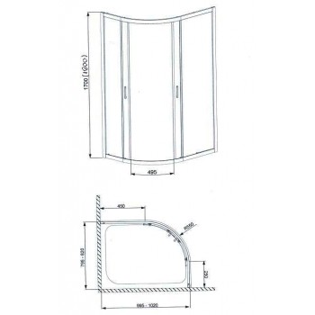 Radaway Asimetriska dušas kabīne Dolphi Premium Plus E 100x80cm