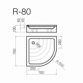 Vispool Душевой поддон полукруглый R-80, 800x800