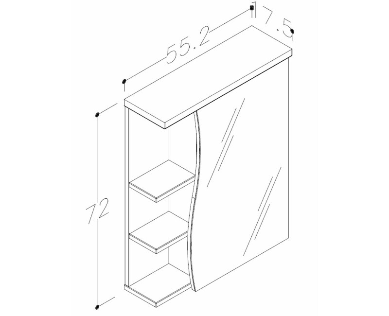 RB PIANO шкафчик с зеркальными дверцами 55cm RV55M