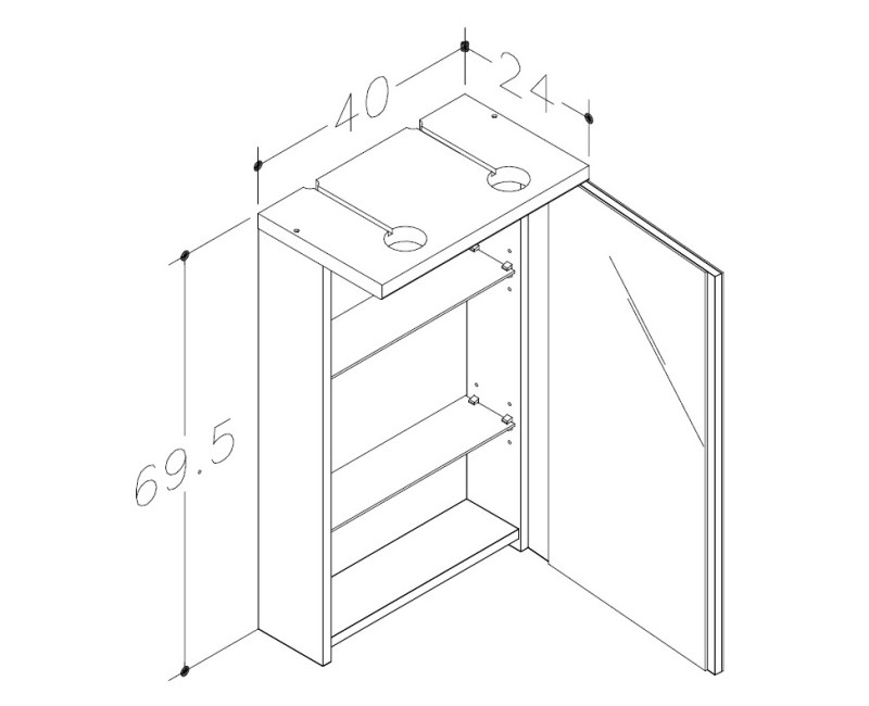 RB Quadro/Pro шкафчик с зеркальными дверцами, QPV40