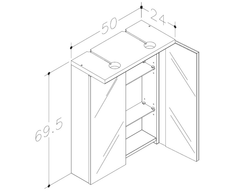 RB Quadro/Pro Vannas istabas spoguļskapītis, QPV60