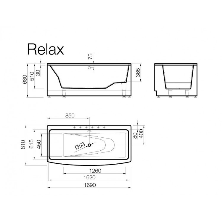 Vispool Прямоугольная ванна RELAX 169x81 Vispool Прямоугольная ванна RELAX 169x81