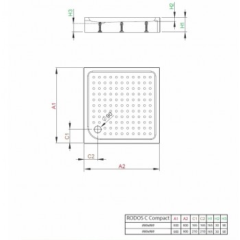 Radaway Kvadrātveida dušas paliktnis RODOS C Compact 80x80