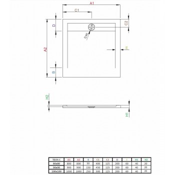 Radaway Душевой поддон квдратный TEOS C 100x100см