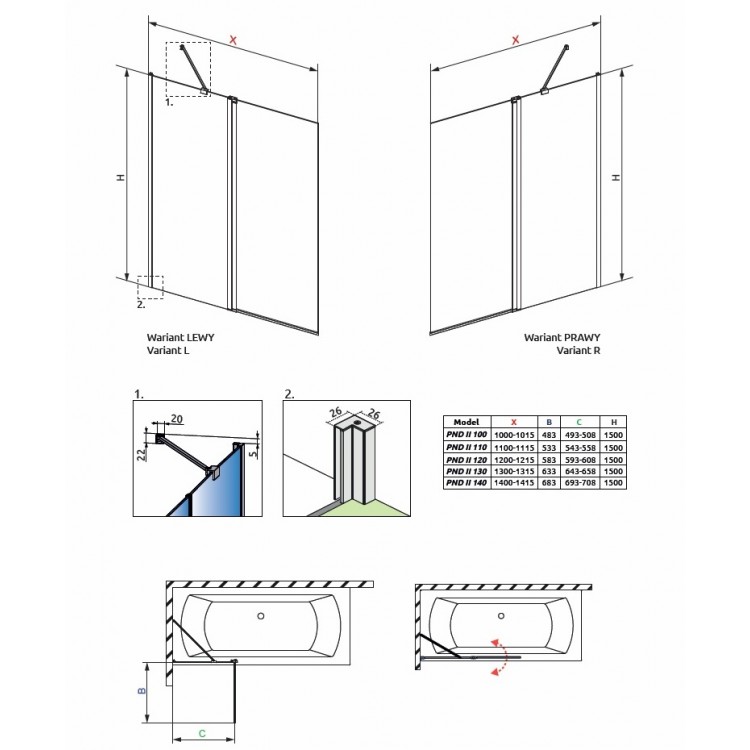 Radaway Шторка на ванну NES PND II 140 cm Radaway Шторка на ванну NES PND II 140 cm