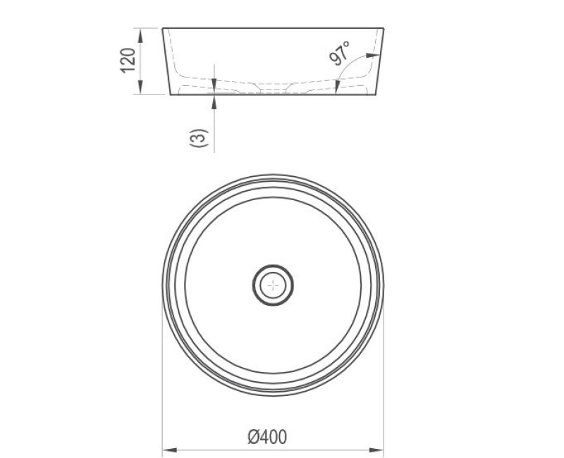 Ravak MOON 1 Vannas istabas izlietne 40cm, uzliekamā