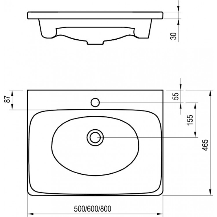 RAVAK Раковина для шкафчика Balance 60x47см, XJX01260000 RAVAK Раковина для шкафчика Balance 60x47см, XJX01260000