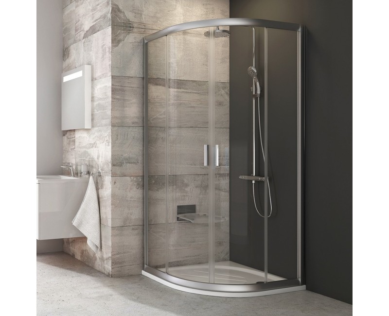 RAVAK Blix Pusapaļā dušas kabīne BLCP4 90x90cm, satīns/caurspīdīgs