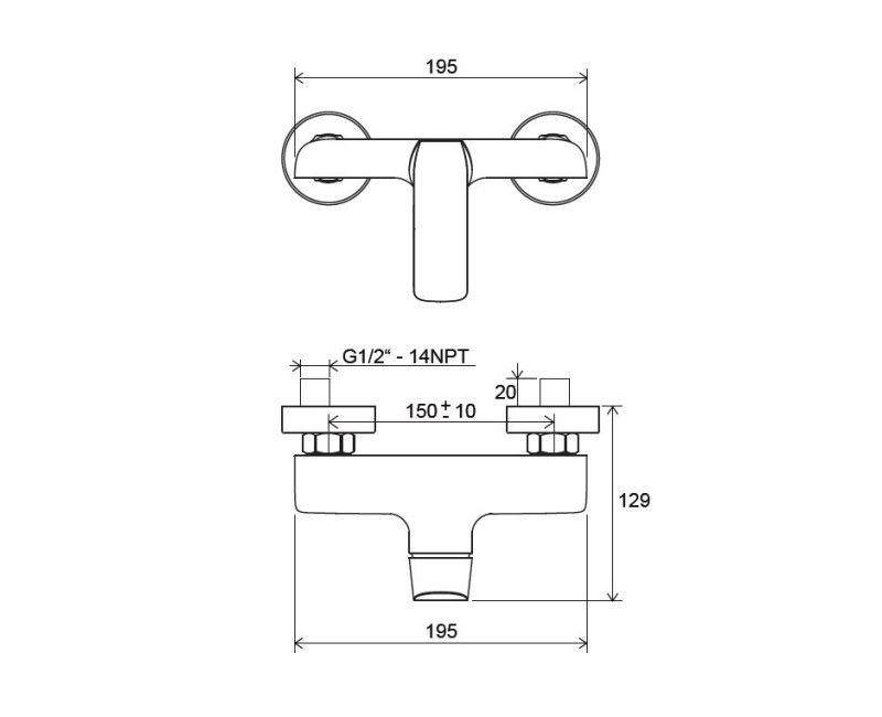 RAVAK FLAT FL 032.20/150 Смеситель для душа, X070177