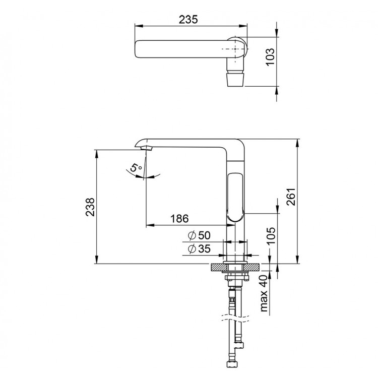 RAVAK FLAT Paaugstināts izlietnes jaucējkrāns FL 016.20, X070174