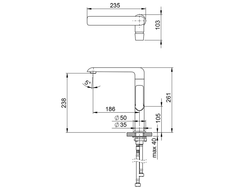 RAVAK FLAT Высокий смеситель для умывальника FL 016.20, X070174