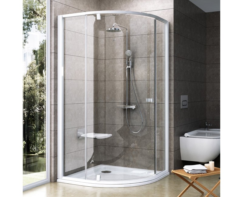 RAVAK Душевой уголок полукруглый PIVOT PSKK3 100х100см, белый/бе