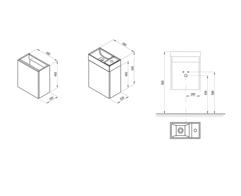 RAVAK Тумбы под умывальник SD VEDA 400, X000001386