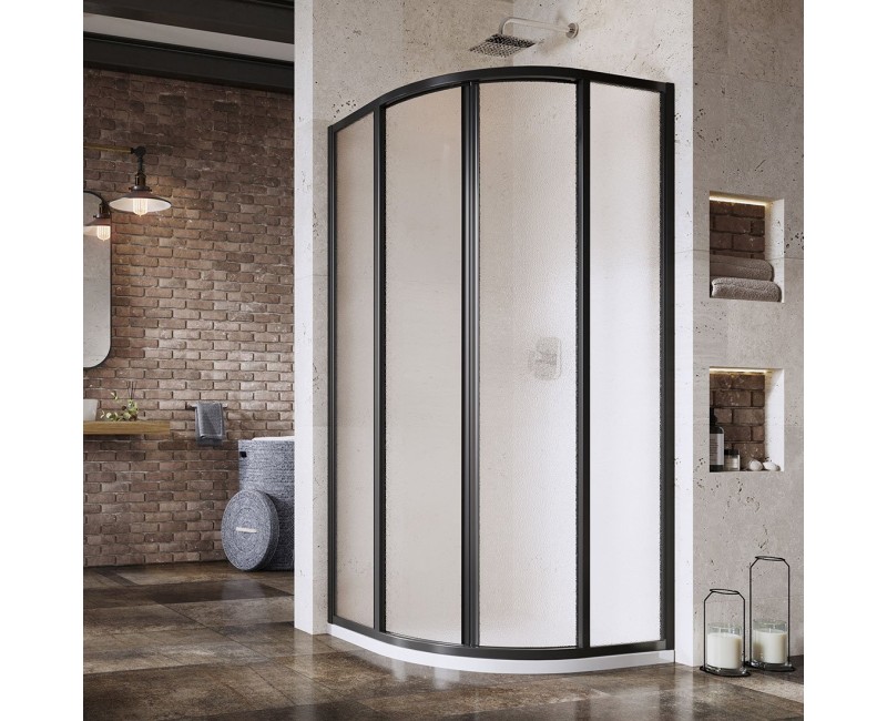RAVAK Душевой уголок полукруглый SKCP4 90x90см, чёрный/grape