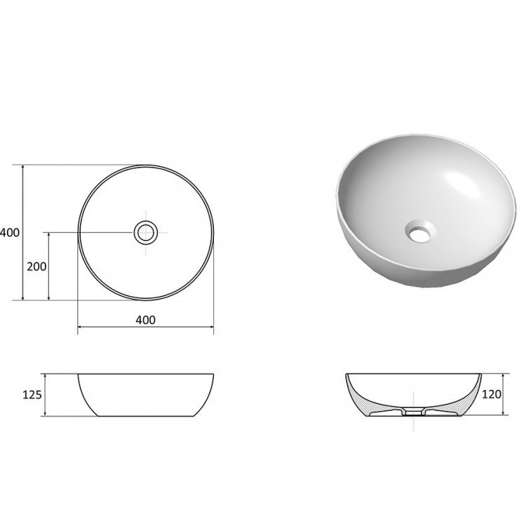 Ravak Uni Slim 400 B Vannas istabas izlietne 40cm, uzliekamā