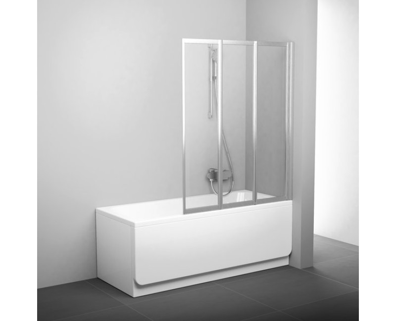 Ravak Trīsdaļīga vannas sieniņa VS3 100 satīns/caurspīdīgs