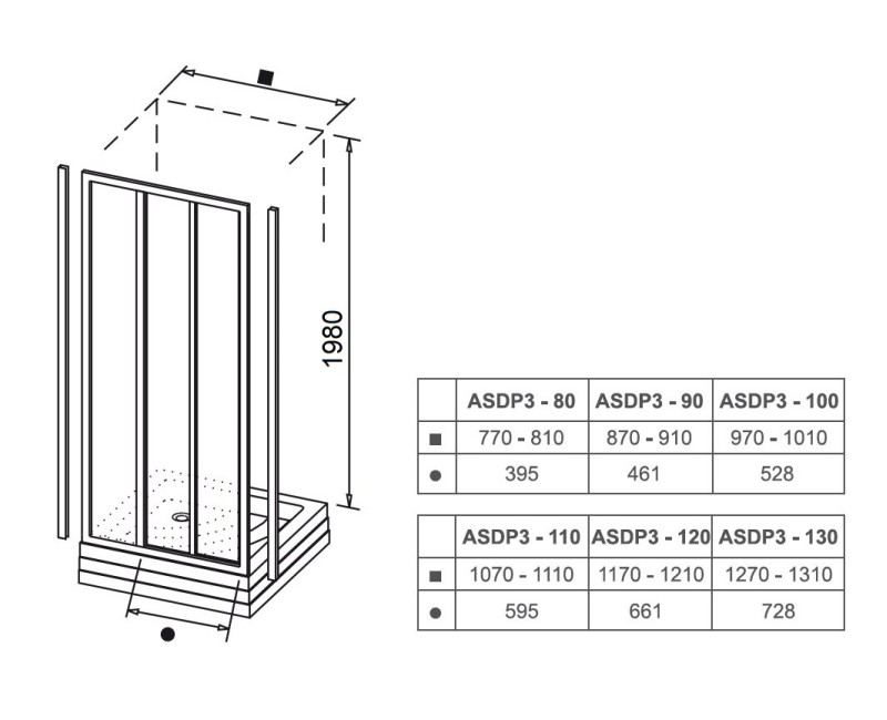 RAVAK Dušas durvis ASDP3-100 satīns/caurspīdīgs