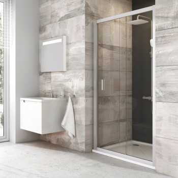 RAVAK Blix Dušas durvis BLDP2 110cm, balts/caurspīdīgs